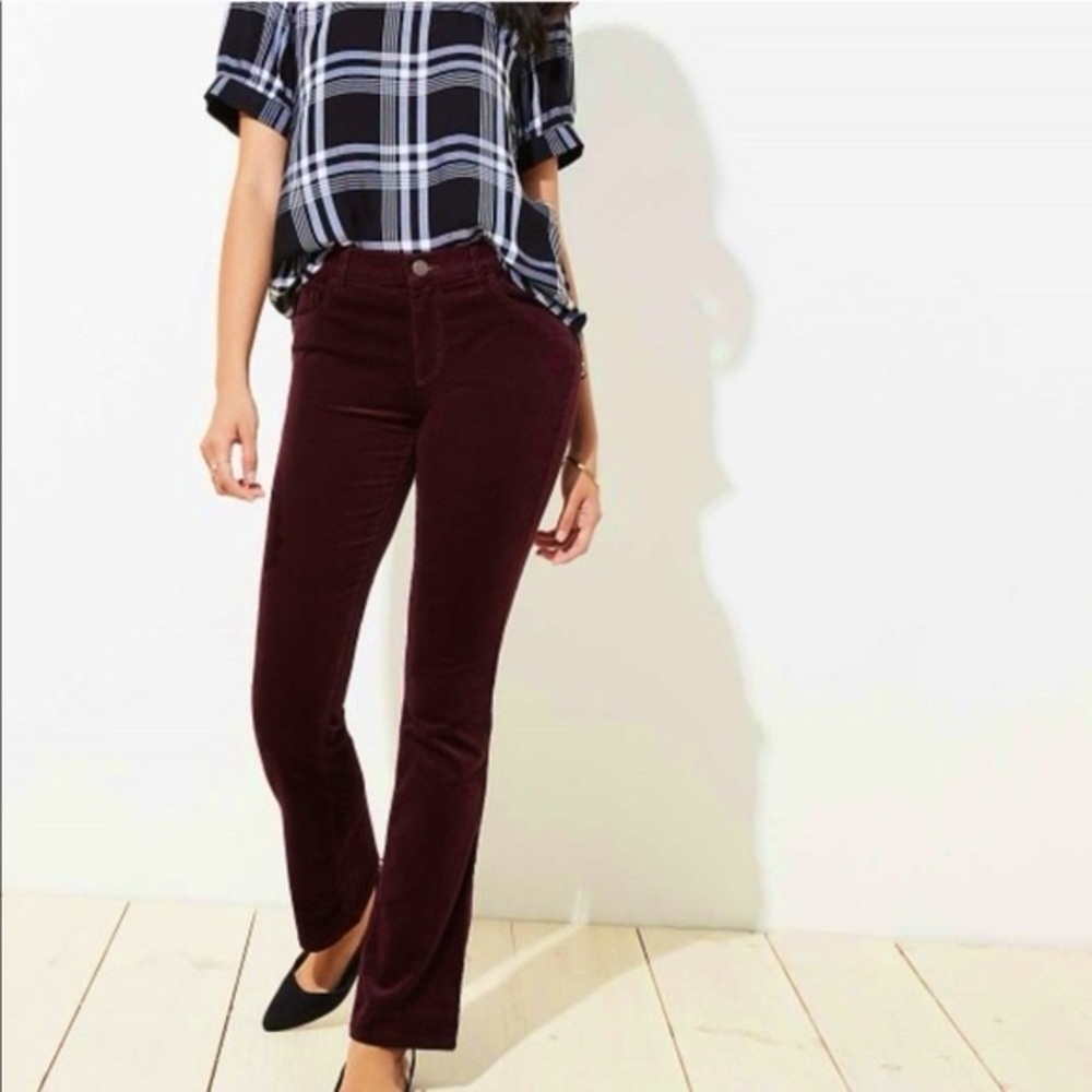 Ann Taylor LOFT | Women’s plum corduroy modern bootcut pants, front/back pockets